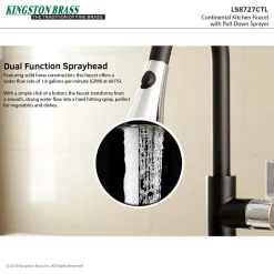Kingston Brass Gourmetier Continental Deck Mount Single-Handle Pull-Down Kitchen Faucet