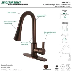 Kingston Brass Gourmetier Continental Deck Mount Single-Handle Pull-Down Kitchen Faucet