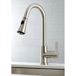 Kingston Brass Gourmetier Continental Deck Mount Single-Handle Pull-Down Kitchen Faucet