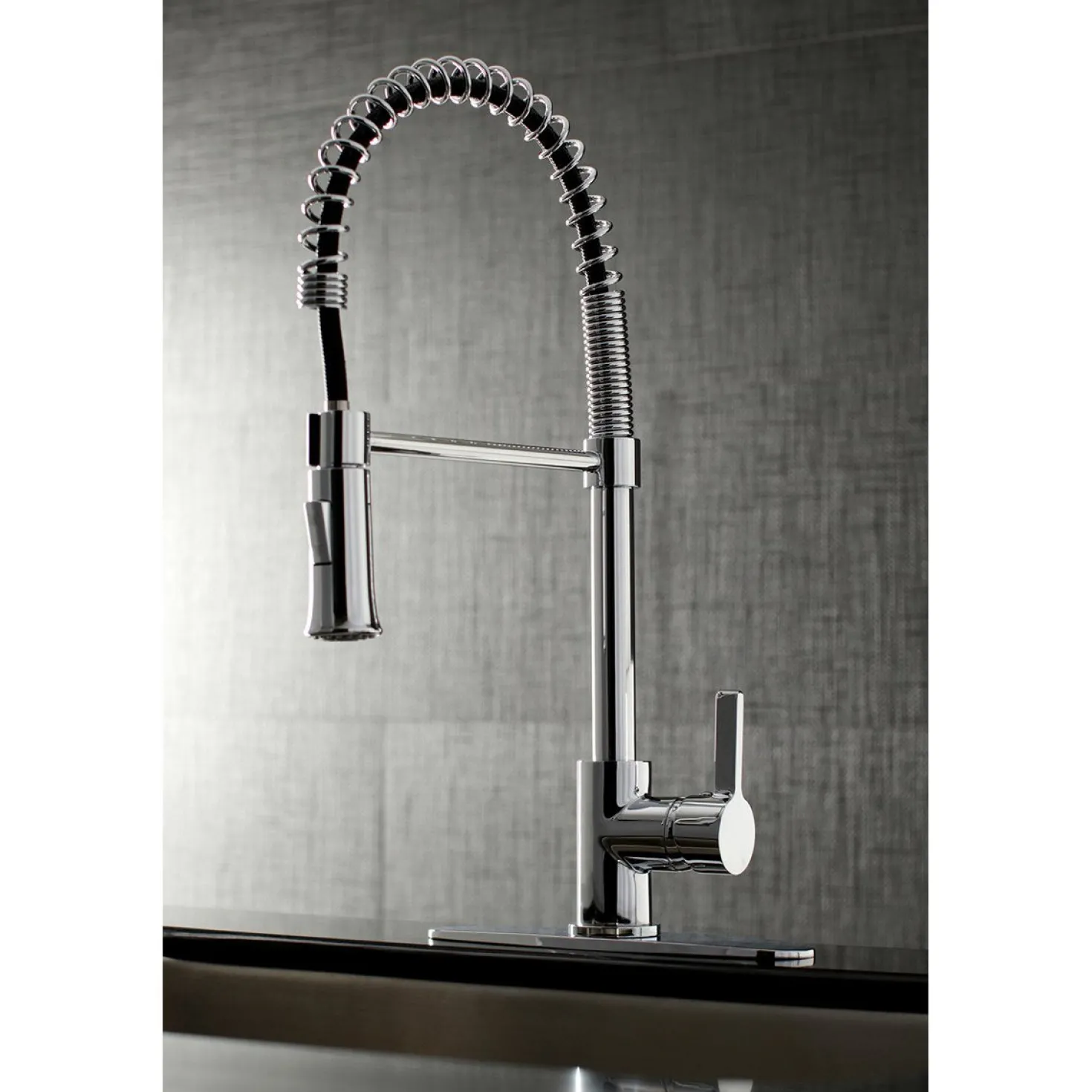 Kingston Brass Gourmetier Continental Single-Handle Pull-Down Kitchen Faucet