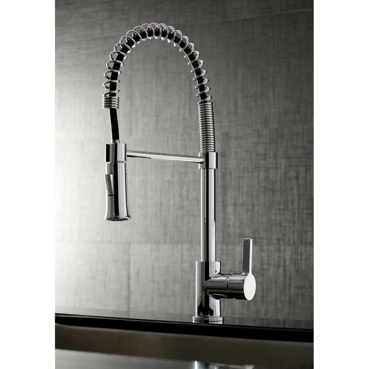 Kingston Brass Gourmetier Continental Single-Handle Pull-Down Kitchen Faucet