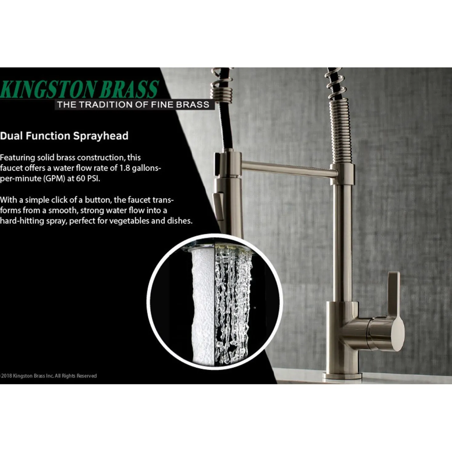 Kingston Brass Gourmetier Continental Single-Handle Pull-Down Kitchen Faucet