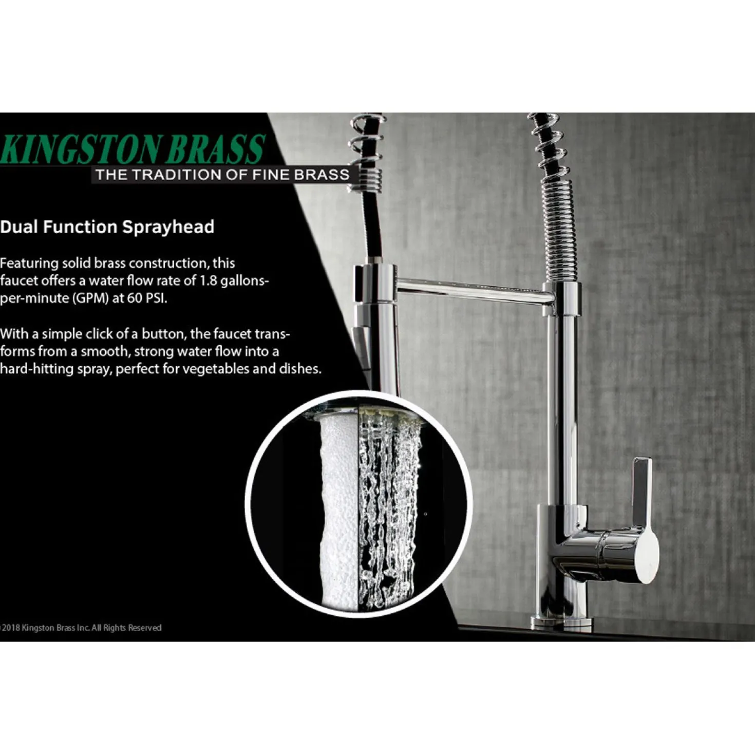 Kingston Brass Gourmetier Continental Single-Handle Pull-Down Kitchen Faucet