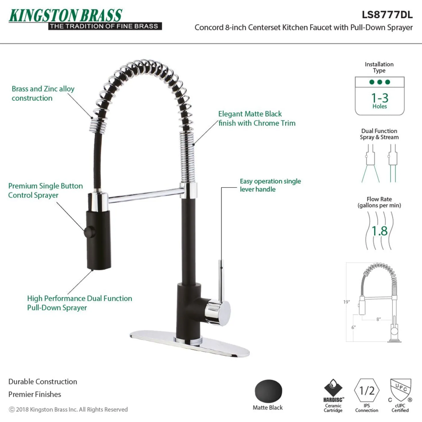 Kingston Brass Gourmetier Concord Pre-Rinse Kitchen Faucet