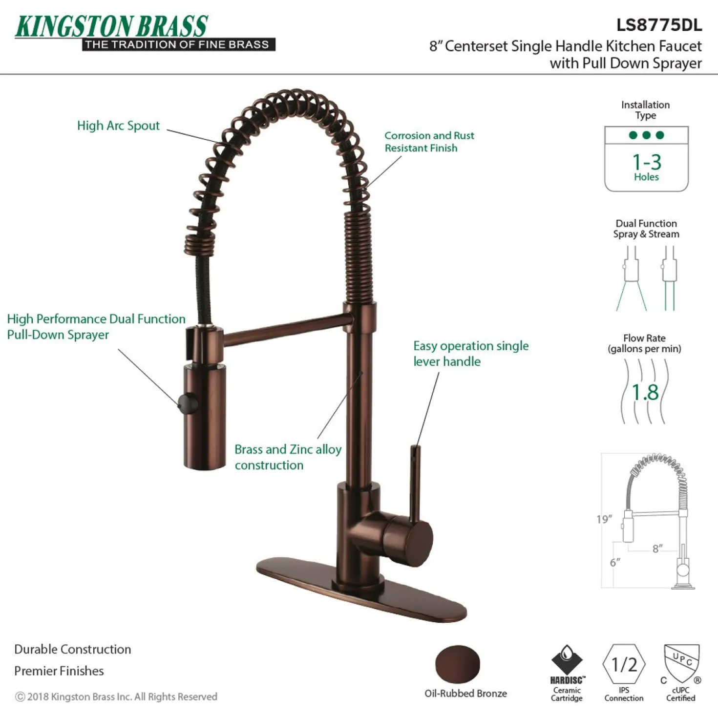 Kingston Brass Gourmetier Concord Pre-Rinse Kitchen Faucet