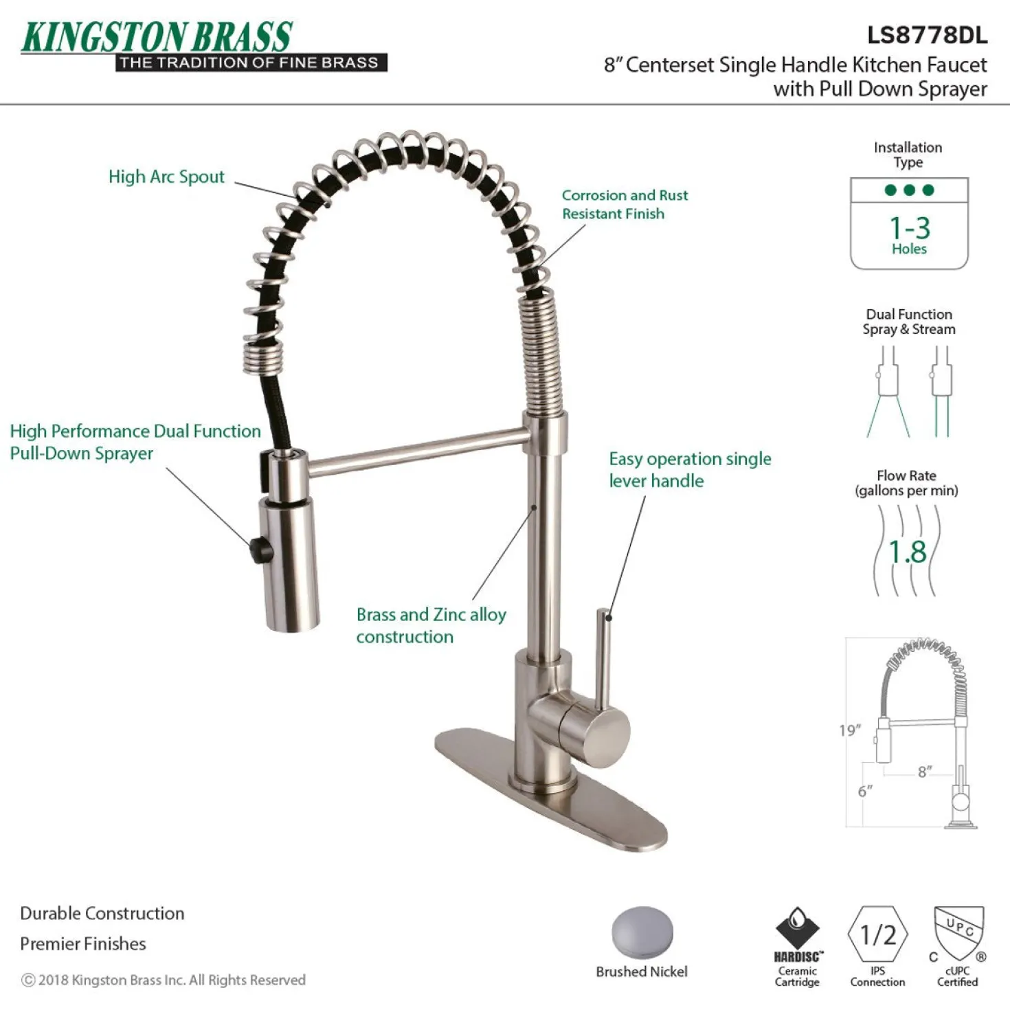 Kingston Brass Gourmetier Concord Pre-Rinse Kitchen Faucet