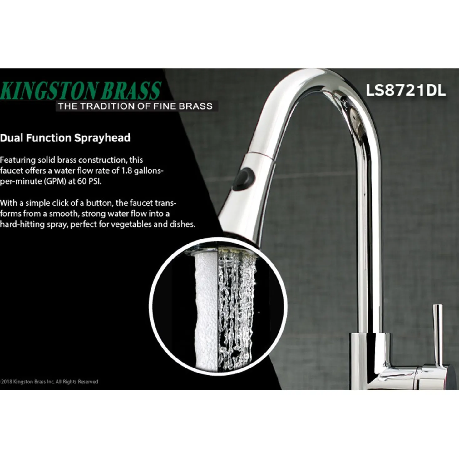 Kingston Brass Gourmetier Concord Deck Mount Single-Handle Pull-Down Kitchen Faucet