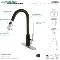 Kingston Brass Gourmetier Concord Deck Mount Single-Handle Pull-Down Kitchen Faucet