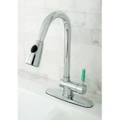Kingston Brass Gourmetier Green Eden Single Lever Handle Kitchen Faucet with Pull-Down Sprayer