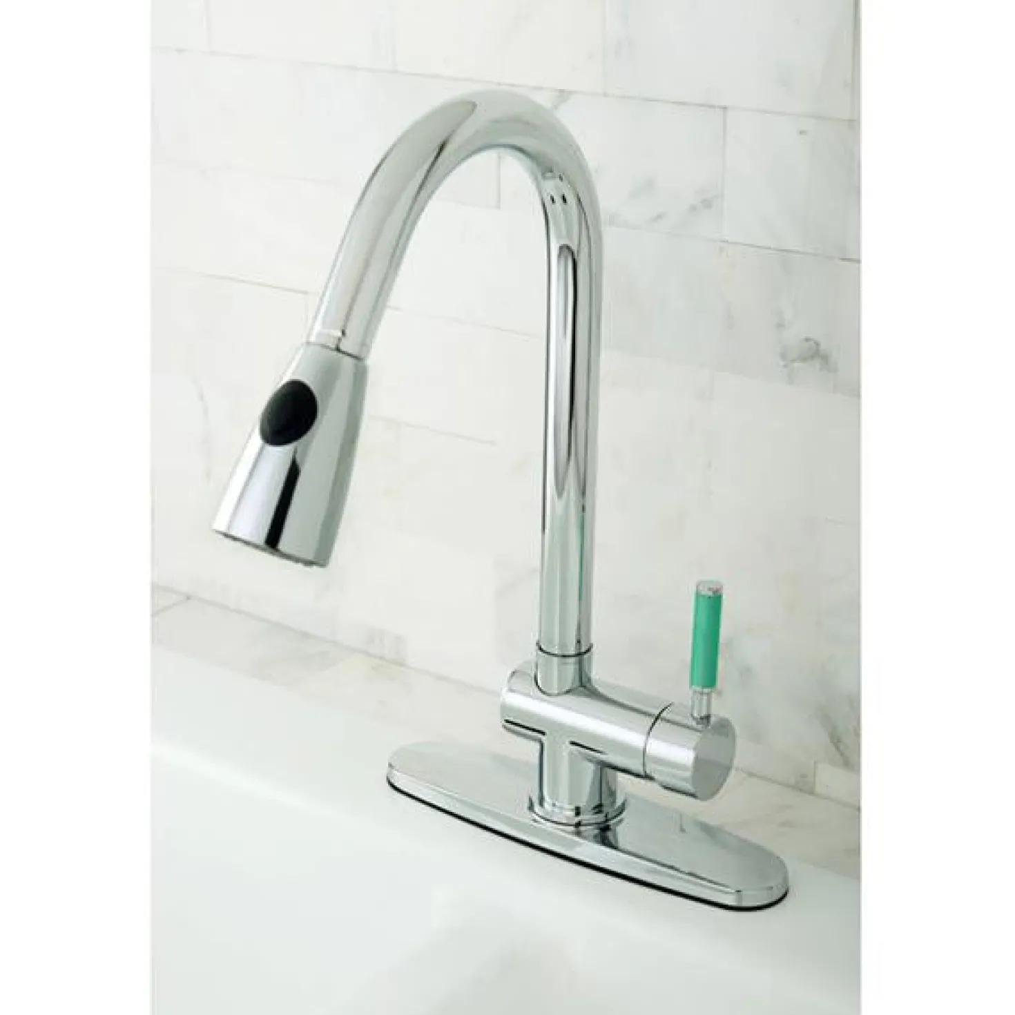 Kingston Brass Gourmetier Green Eden Single Lever Handle Kitchen Faucet with Pull-Down Sprayer