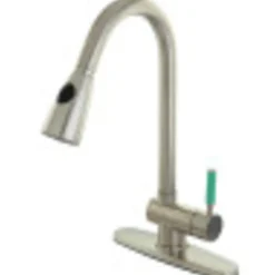 Kingston Brass Gourmetier Green Eden Single Lever Handle Kitchen Faucet with Pull-Down Sprayer
