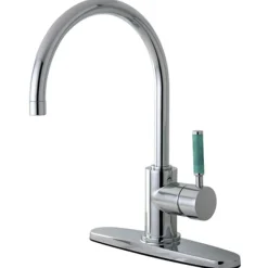 Kingston Brass Gourmetier Green Eden Single Lever Handle Kitchen Faucet with 8" Deck Plate