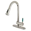 Kingston Brass Gourmetier GS8888DGL Green Eden Single Lever Handle Satin Nickel Kitchen Faucet with Pull-Down Sprayer