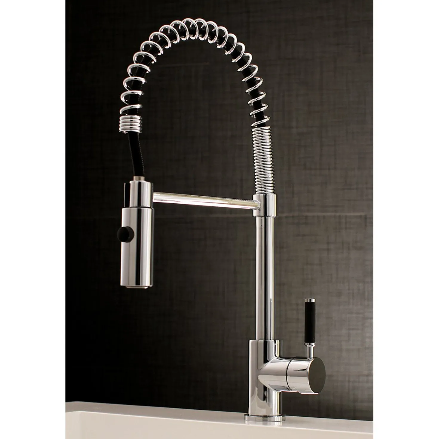 Kingston Brass Gourmetier Kaiser Deck Mount Single-Handle Pull-Down Kitchen Faucet