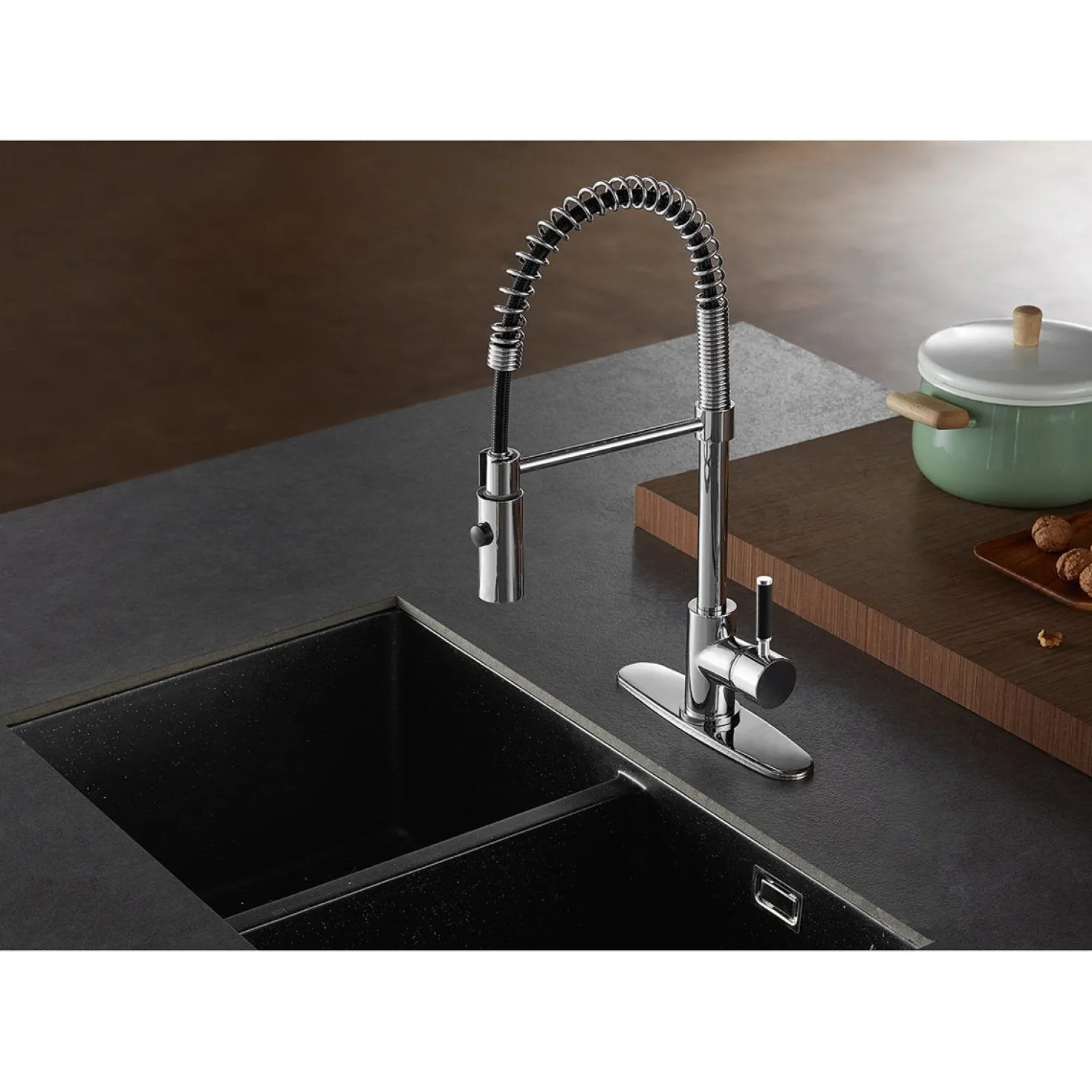 Kingston Brass Gourmetier Kaiser Deck Mount Single-Handle Pull-Down Kitchen Faucet