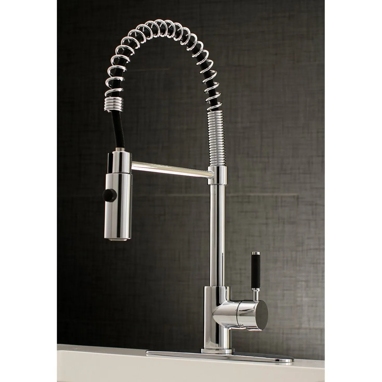 Kingston Brass Gourmetier Kaiser Deck Mount Single-Handle Pull-Down Kitchen Faucet