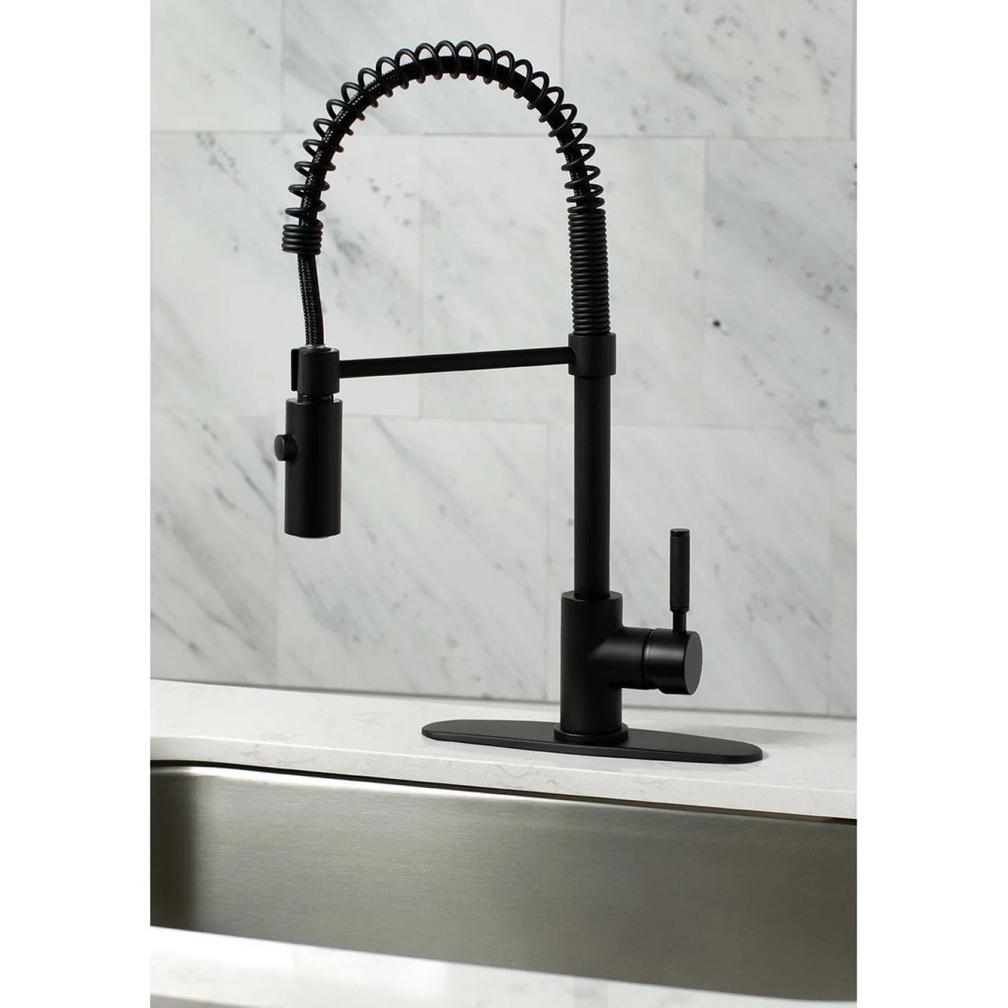 Kingston Brass Gourmetier Kaiser Deck Mount Single-Handle Pull-Down Kitchen Faucet
