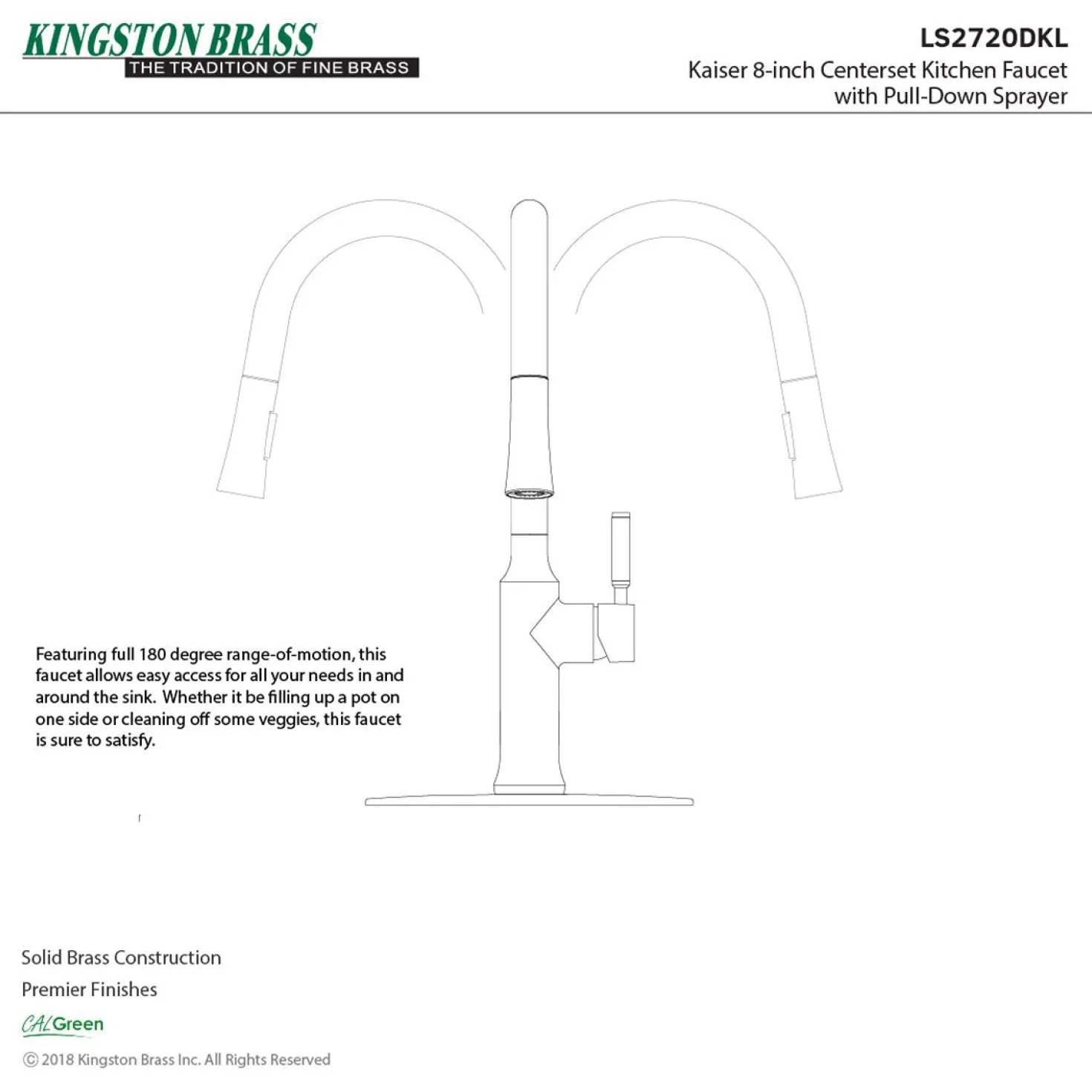 Kingston Brass Gourmetier Kaiser Single-Handle Pull-Down Kitchen Faucet