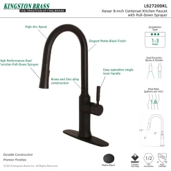 Kingston Brass Gourmetier Kaiser Single-Handle Pull-Down Kitchen Faucet