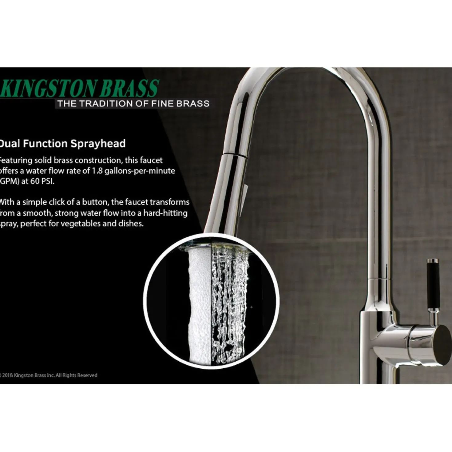 Kingston Brass Gourmetier Kaiser Single-Handle Pull-Down Kitchen Faucet