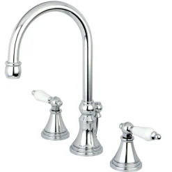 Kingston Brass Governor Deck Mount 8-Inch Widespread Bathroom Faucet
