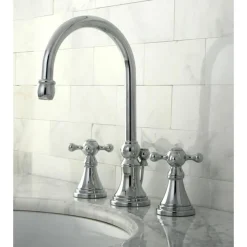 Kingston Brass Governor 8" to 16" Widespread Lavatory Faucet with Brass Pop-up and Two Handle