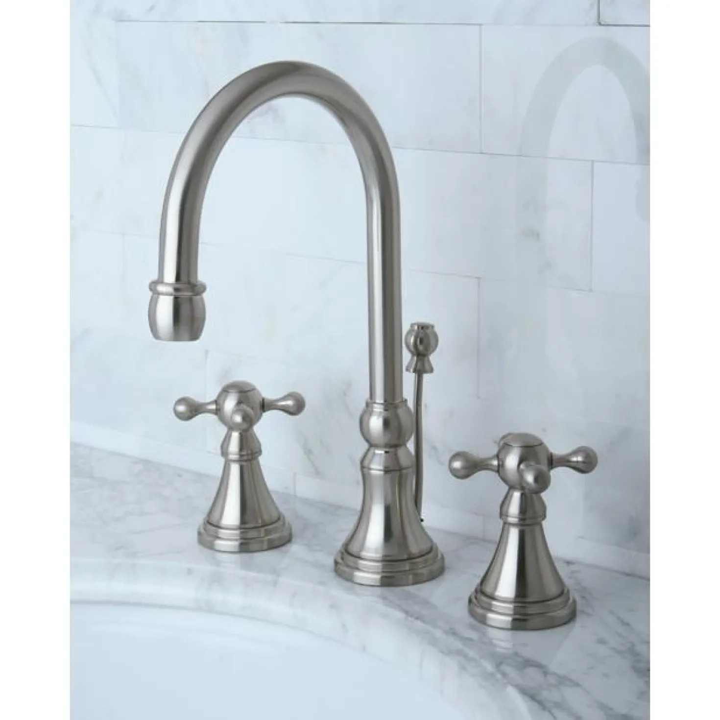 Kingston Brass Governor 8" to 16" Widespread Lavatory Faucet with Brass Pop-up and Two Handle