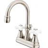 Kingston Brass Governor Two Handle Deck Mount 4" Centerset Lavatory Faucet with Brass Pop-up