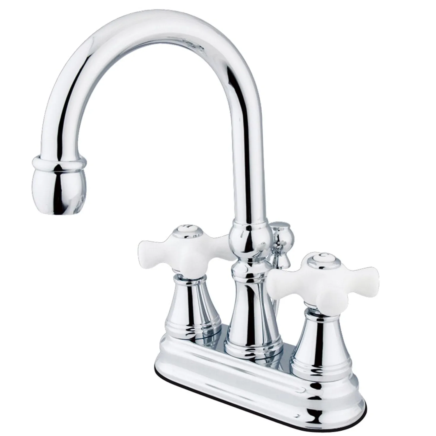 Kingston Brass Governor Two Handle Deck Mount 4" Centerset Lavatory Faucet with Brass Pop-up