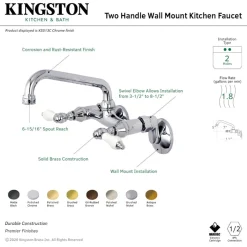 Kingston Brass 2-Handle Wall Mount Kitchen Faucet