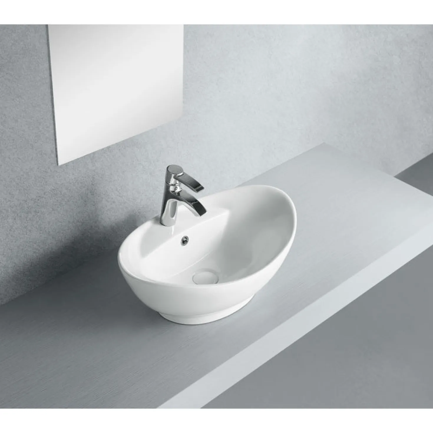 Kingston Brass Harmon White China Vessel Bathroom Sink with Overflow Hole and Faucet Hole