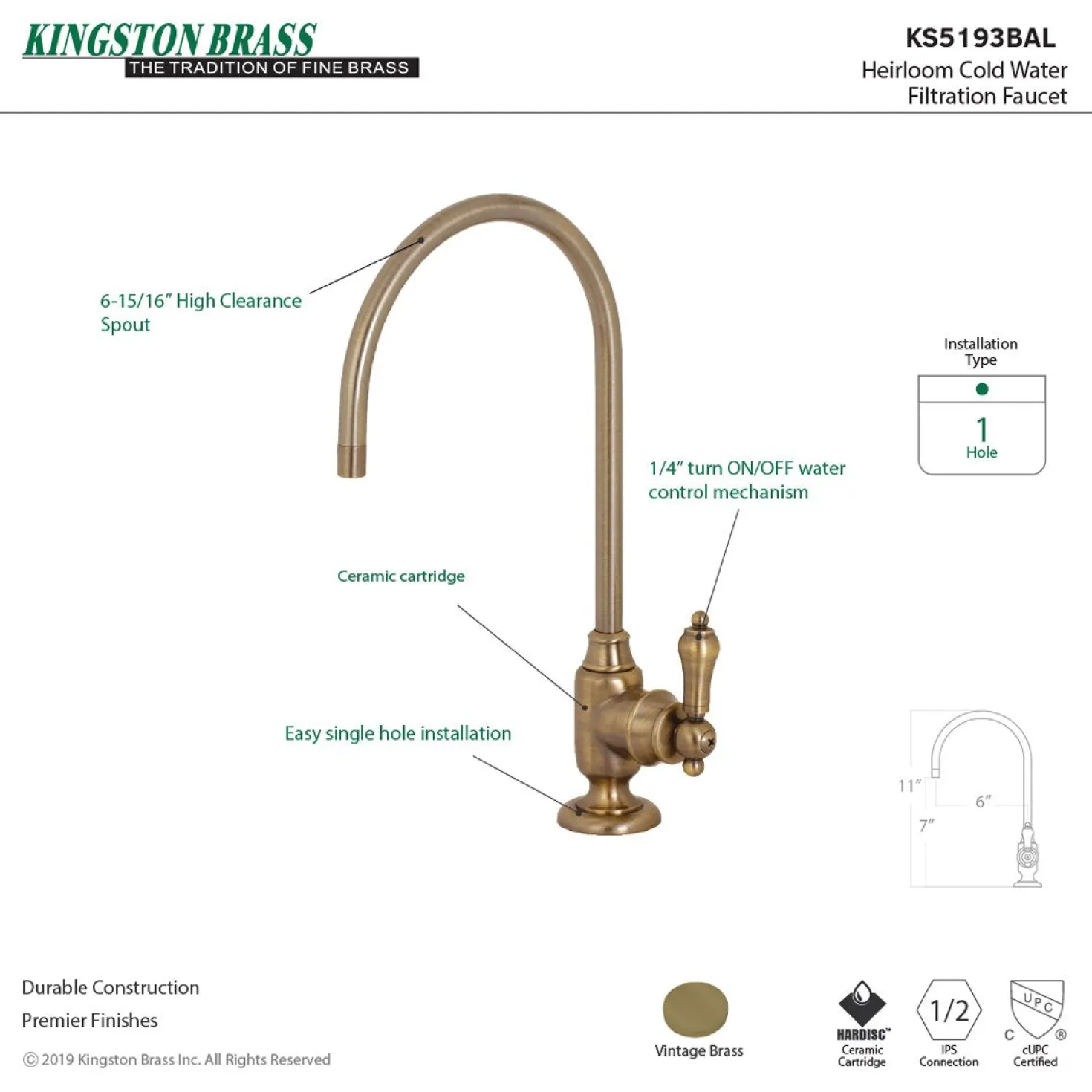 Kingston Brass Heirloom Single-Handle Water Filtration Faucet