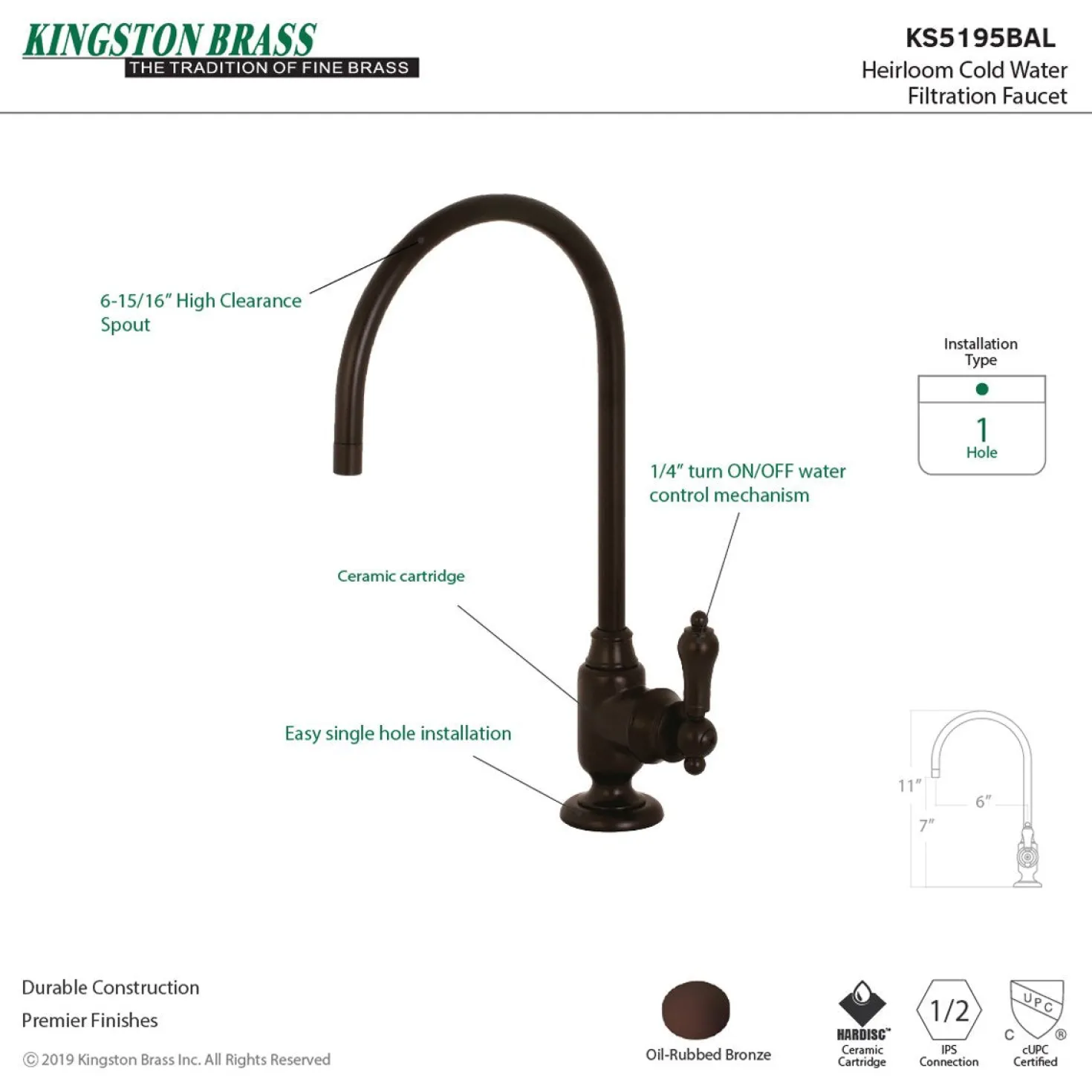 Kingston Brass Heirloom Single-Handle Water Filtration Faucet