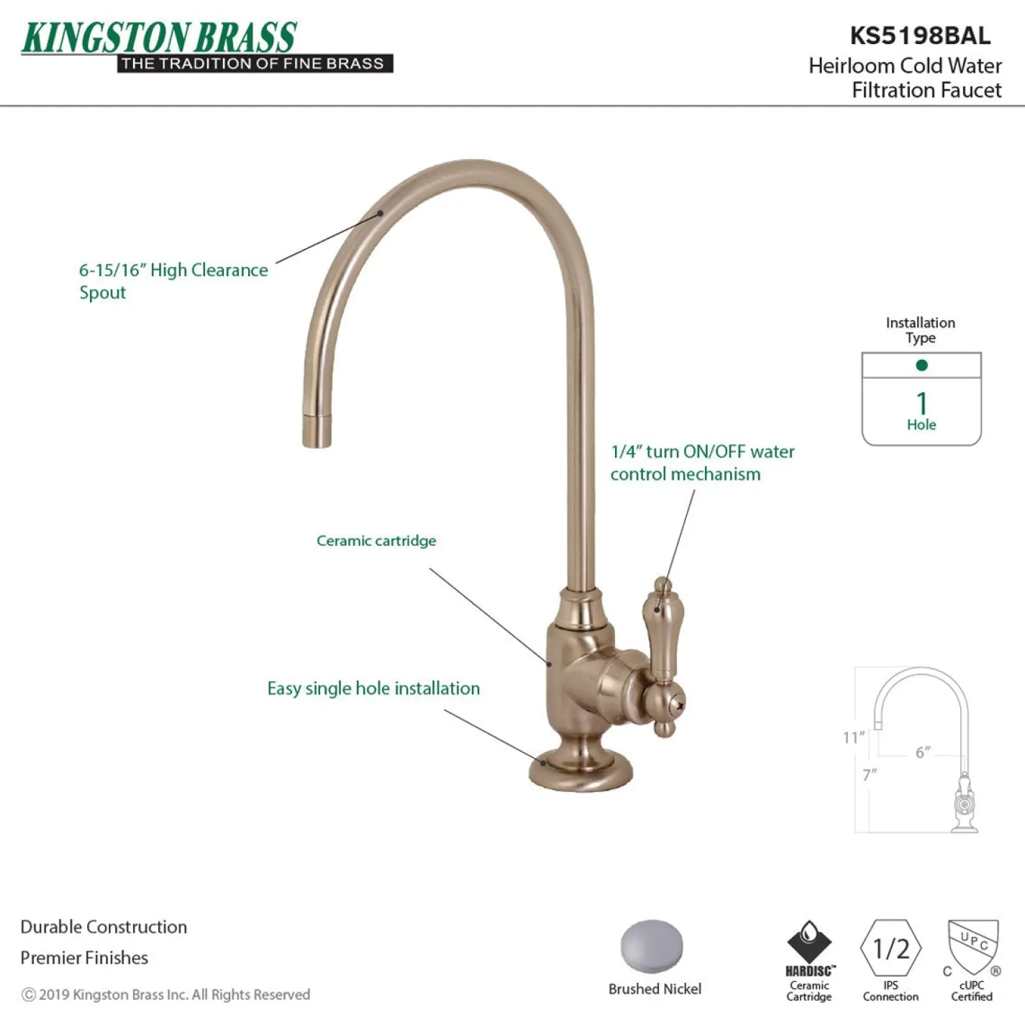 Kingston Brass Heirloom Single-Handle Water Filtration Faucet