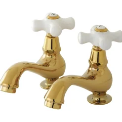 Kingston Brass Heritage Basin Tap Faucet with Porcelain Cross Handle