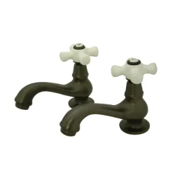 Kingston Brass Heritage Basin Tap Faucet with Porcelain Cross Handle