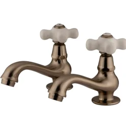 Kingston Brass Heritage Basin Tap Faucet with Porcelain Cross Handle