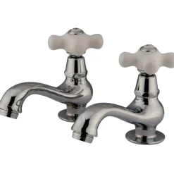 Kingston Brass Heritage Basin Tap Faucet with Porcelain Cross Handle