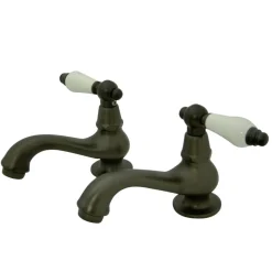Kingston Brass Heritage Basin Tap Faucet with Porcelain Lever Handle