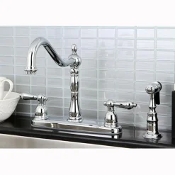 Kingston Brass Heritage 8" Center Kitchen Faucet with Brass Sprayer