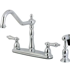 Kingston Brass Heritage 8" Center Kitchen Faucet with Brass Sprayer