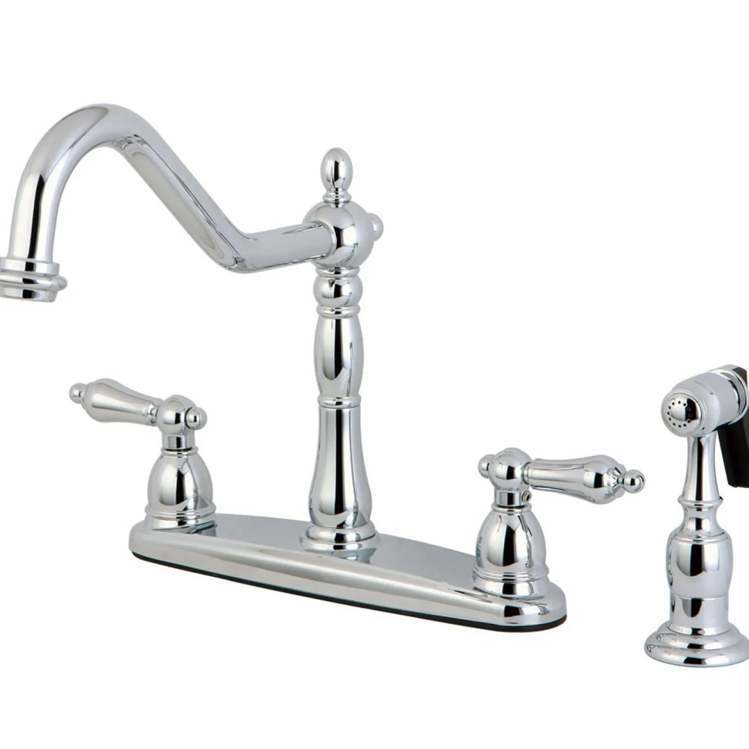 Kingston Brass Heritage 8" Center Kitchen Faucet with Brass Sprayer