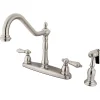 Kingston Brass Heritage 8" Center Kitchen Faucet with Brass Sprayer