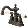 Kingston Brass Heritage 4" Centerset Two Handle Lavatory Faucet with Brass Pop-up