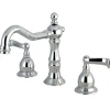 Kingston Brass Heritage Classic Two Handle Deck Mount 8" to 14" Widespread Lavatory Faucet with Brass Pop-up