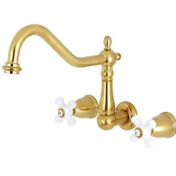 Kingston Brass Heritage Cross-Handle Wall Mount Kitchen Faucet