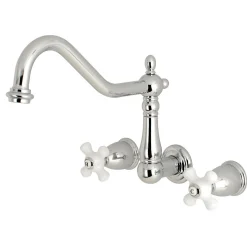 Kingston Brass Heritage Cross-Handle Wall Mount Kitchen Faucet