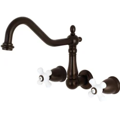Kingston Brass Heritage Cross-Handle Wall Mount Kitchen Faucet