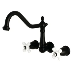 Kingston Brass Heritage Cross-Handle Wall Mount Kitchen Faucet