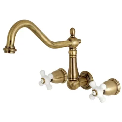 Kingston Brass Heritage Cross-Handle Wall Mount Kitchen Faucet